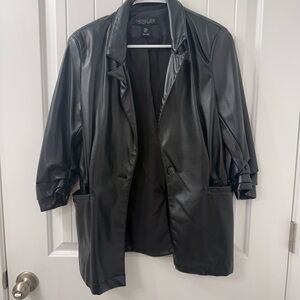 Rachel Zoe Glossy Faux Leather Black Jacket